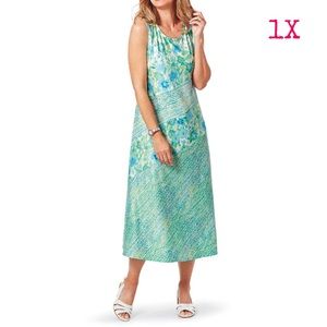 1X - New Serengeti Bluebells & Brushstrokes Mixed-Print Dress